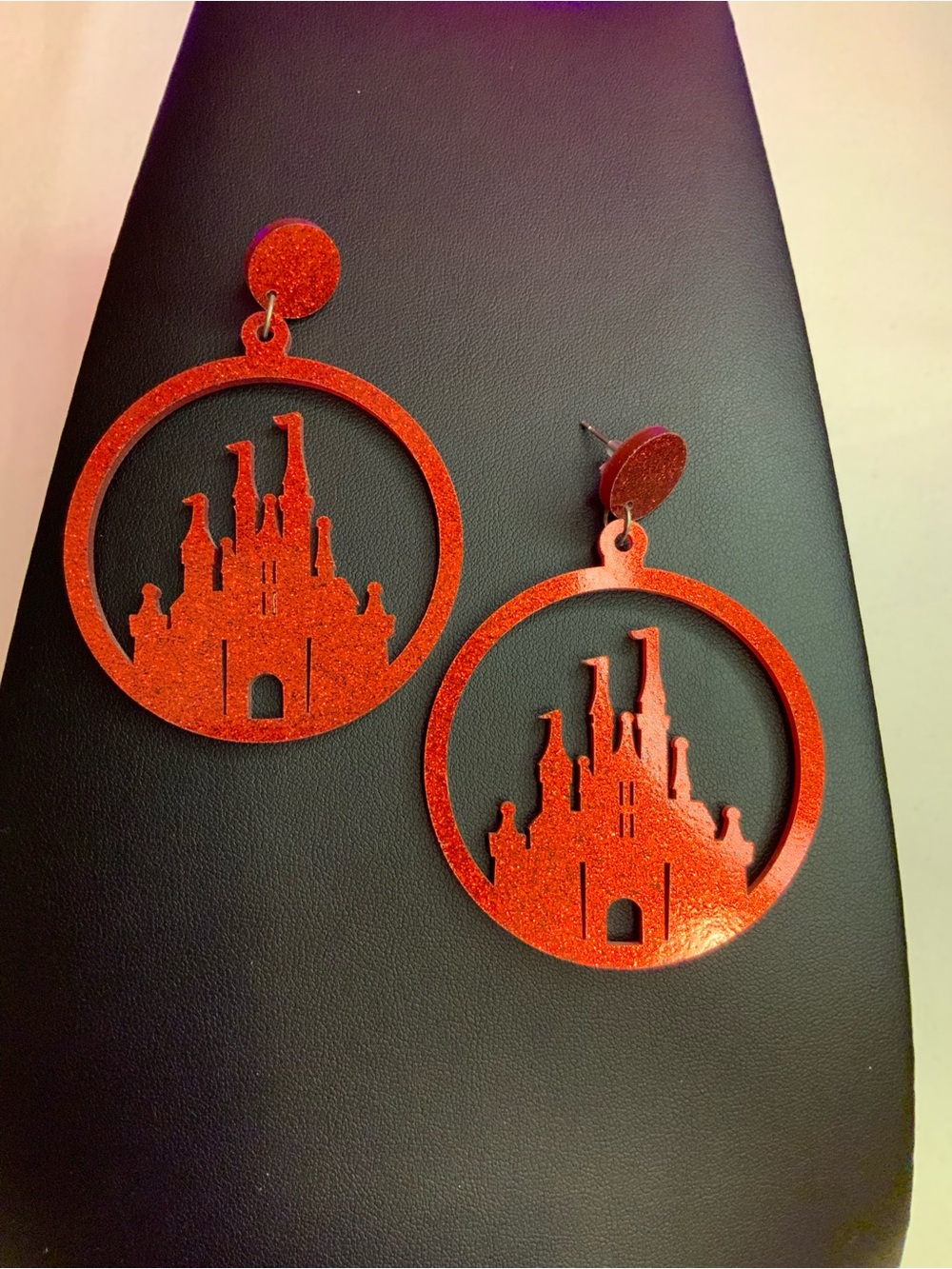 Red Castle Silhouette Drop Earrings (Z-26)